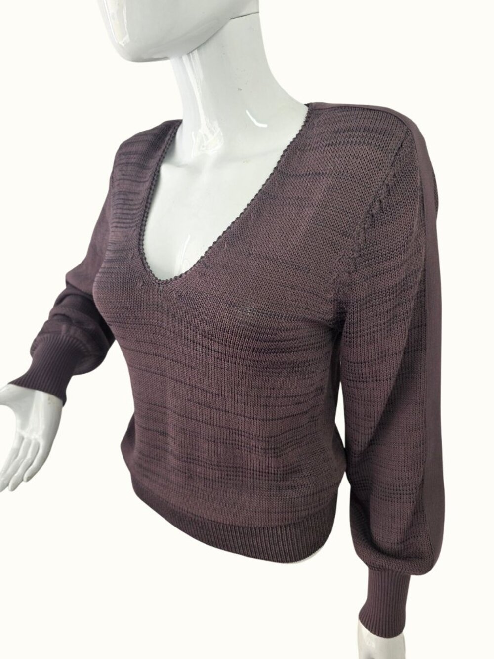 Reiss Grape Plum Sweater Women Sz M Viscose Blnd Knit Scoop Neck Balloon Sleeve